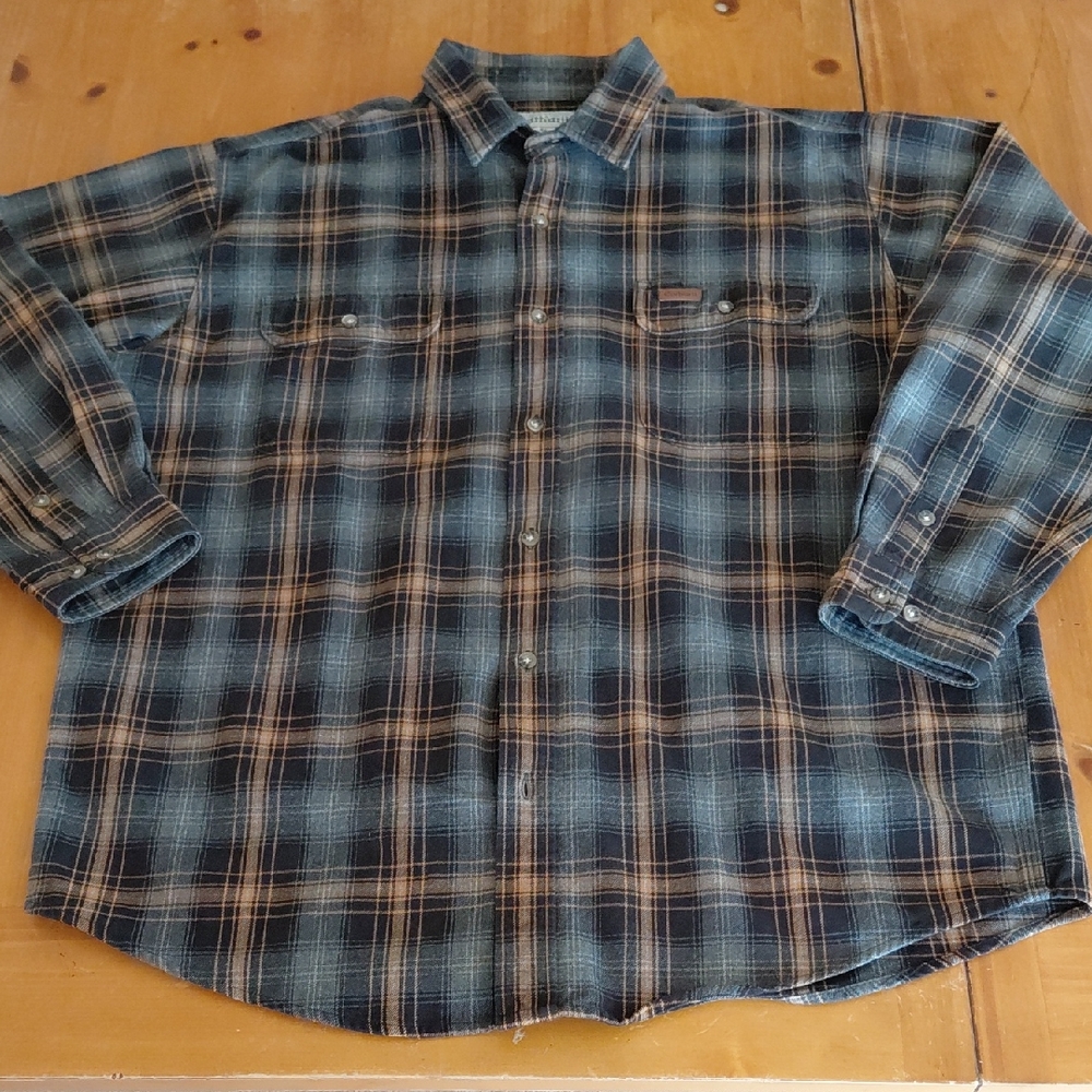 Carhartt Men's Blue Plaid Heavyweight Button Down XL